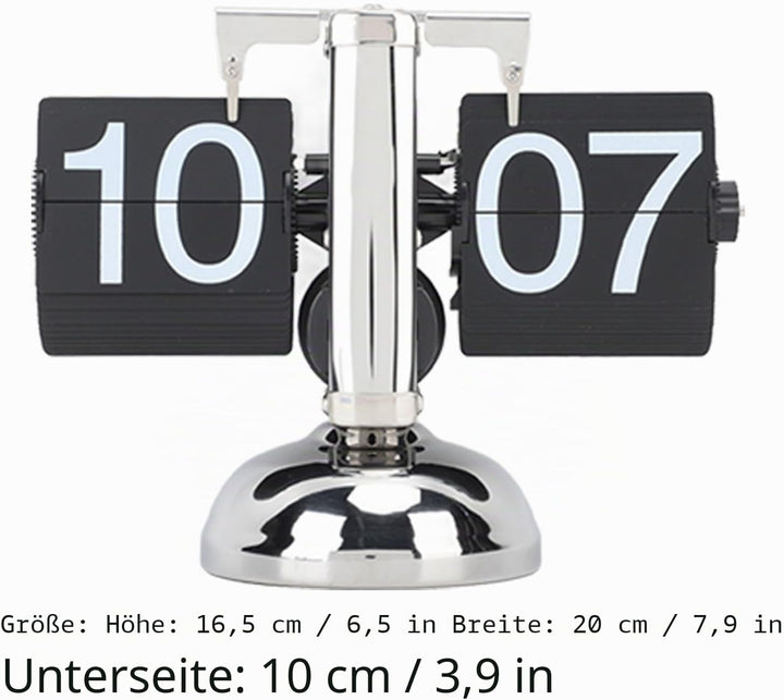 TOPINCN Retro-Stil Klapp-Schreibtisch-Regaluhr, 304 Edelstahl-Klappuhr, Grosse Zahl, Batteriebetrieb