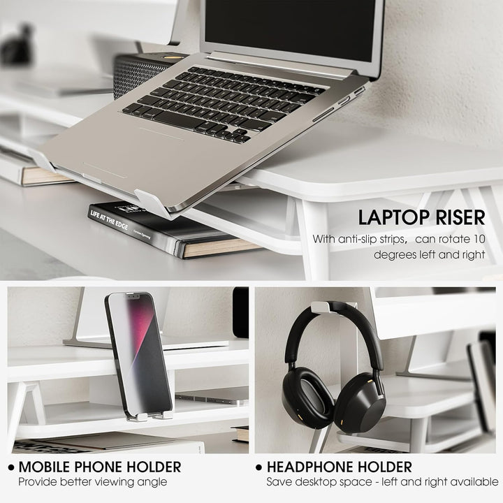 Fenge Dual Monitorständer mit Laptop Halterung/Telefon Halter/Headset Halterung, 2 Etagen Gross Mult