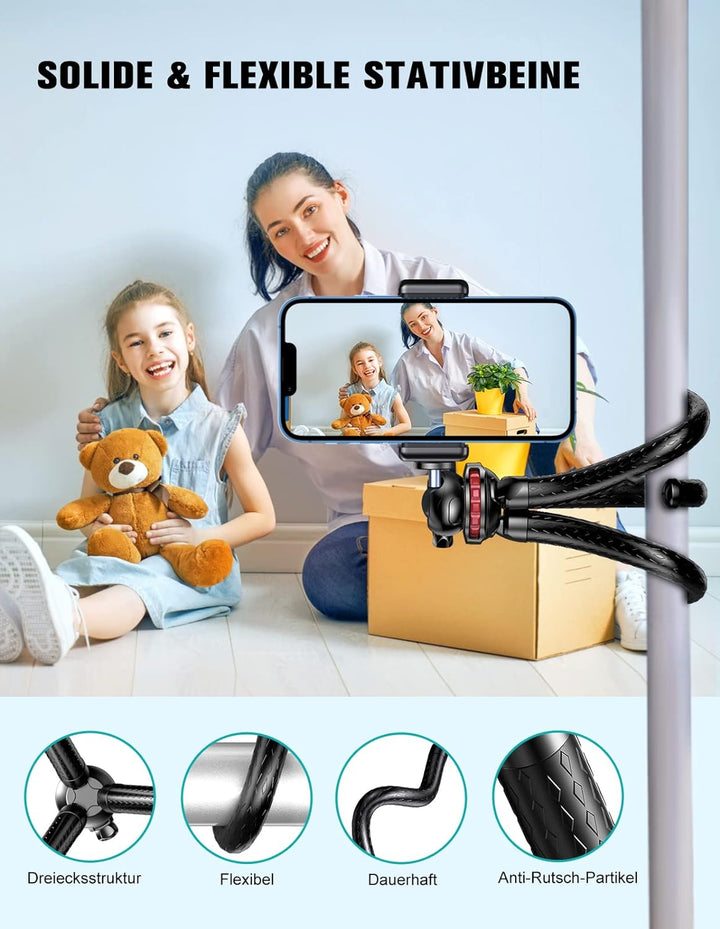 CIRYCASE Flexibler Handy Stativ, Mini Selfie Stick Stativ für Smartphone mit Kabelloser Fernbedienun