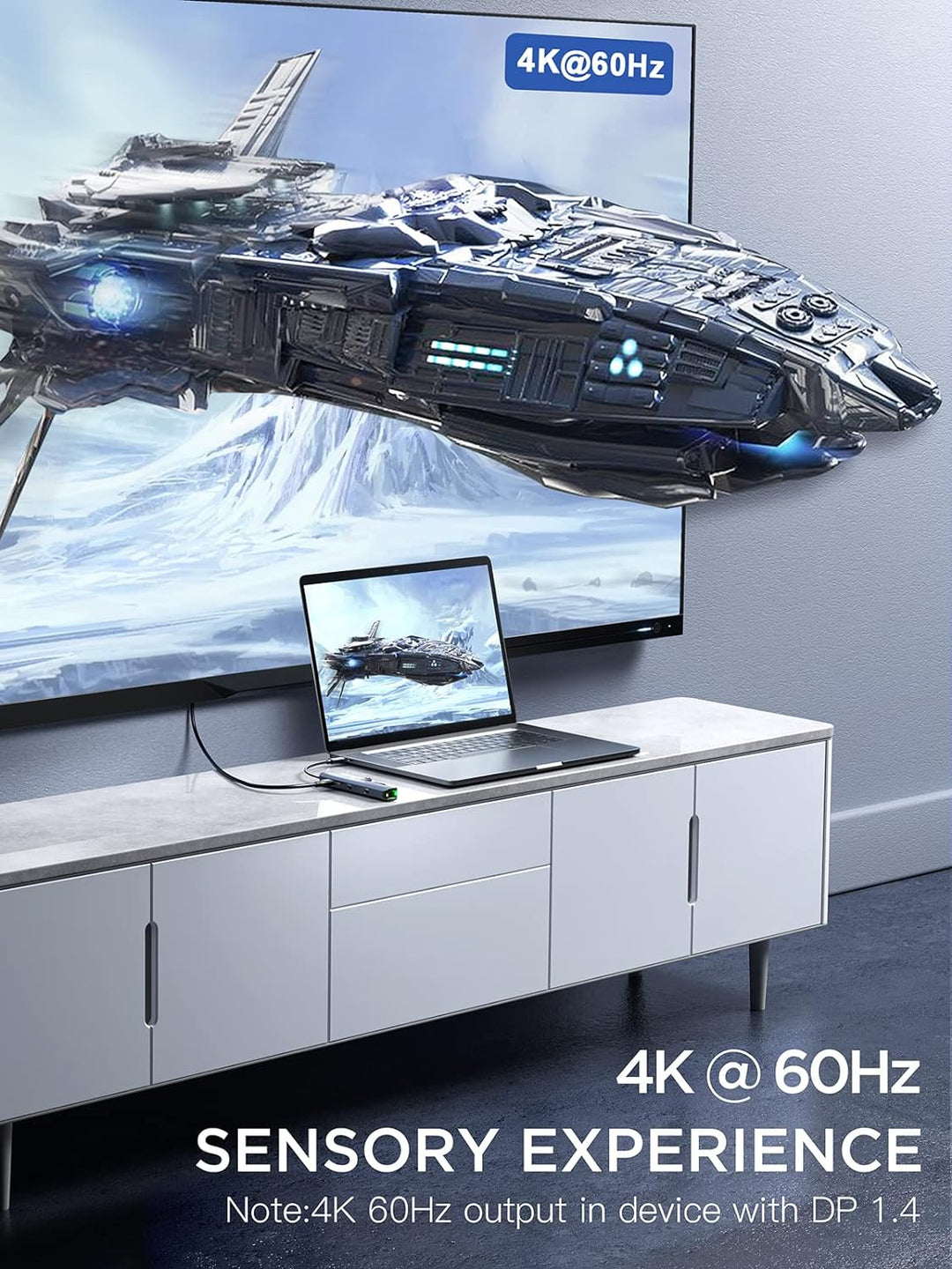 USB C Hub HDMI 4K 60Hz, 6 in 1 Dockteck, Dock Ethernet, MacBook Pro Adapter iPad mit LAN RJ45, 2 USB