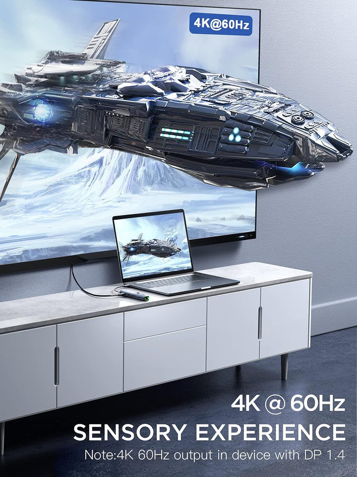 USB C Hub HDMI 4K 60Hz, 6 in 1 Dockteck, Dock Ethernet, MacBook Pro Adapter iPad mit LAN RJ45, 2 USB