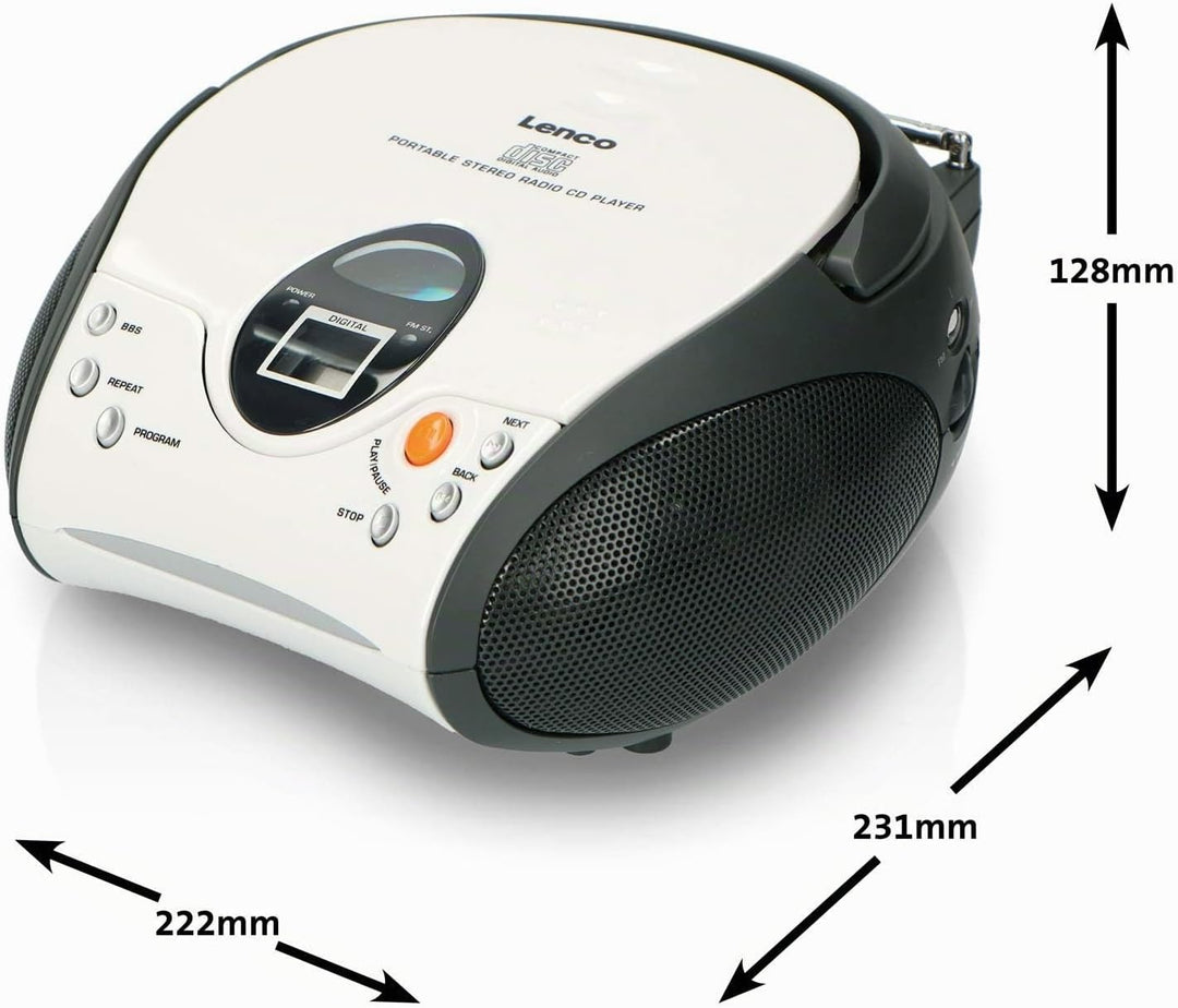 LENCO UKW-Radio m.CD Stereo,weiss SCD-24 White ohne Bluetooth Weiss, ohne Bluetooth Weiß