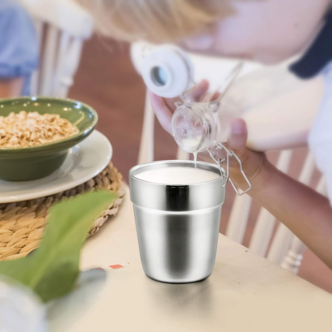TEAMFAR Espressotassen 4er-Set, Edelstahl Dickwandige Doppelwandige Trinkbecher Teetasse Kaffeetasse