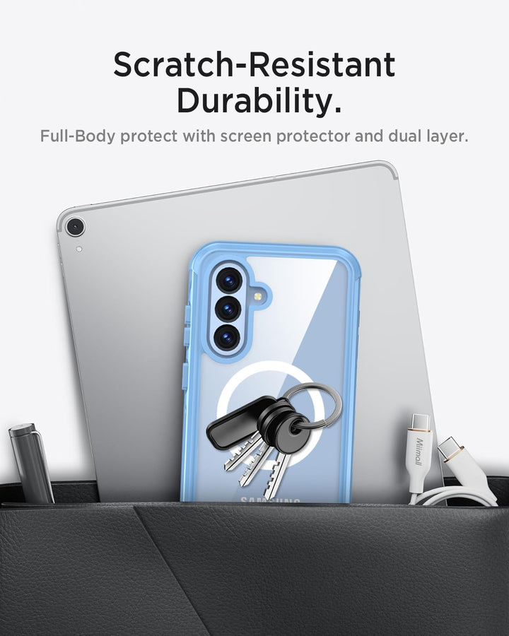 Miimall Panzer Hülle für Samsung A36 / A56 5G Handyhülle mit Displayschutz Glas, Kompatibel für MagS