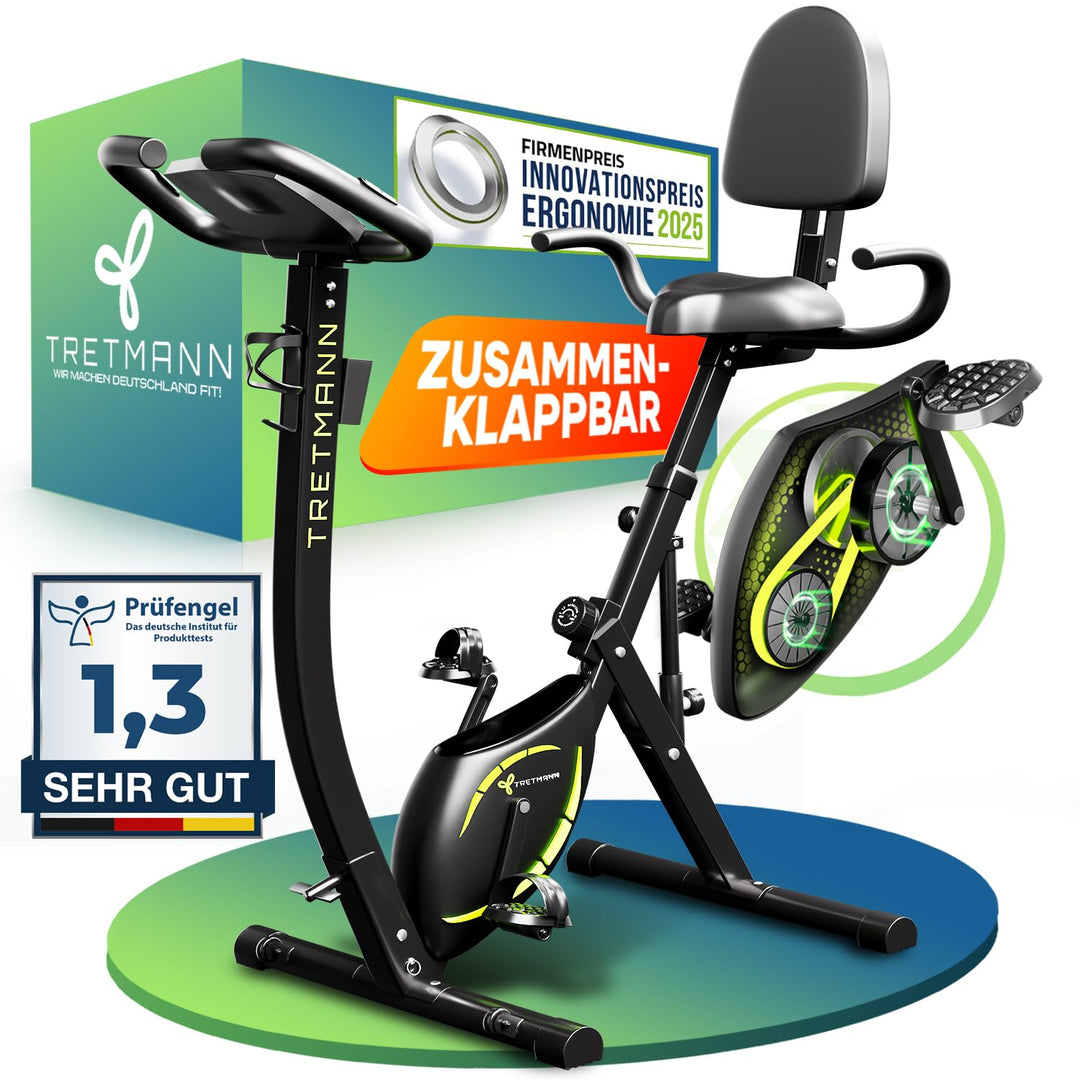 Tretmann NEU 3in1 Heimtrainer Fahrrad klappbar -extra leise & komfortabel - [SoftFoam] DEKRA geprüft