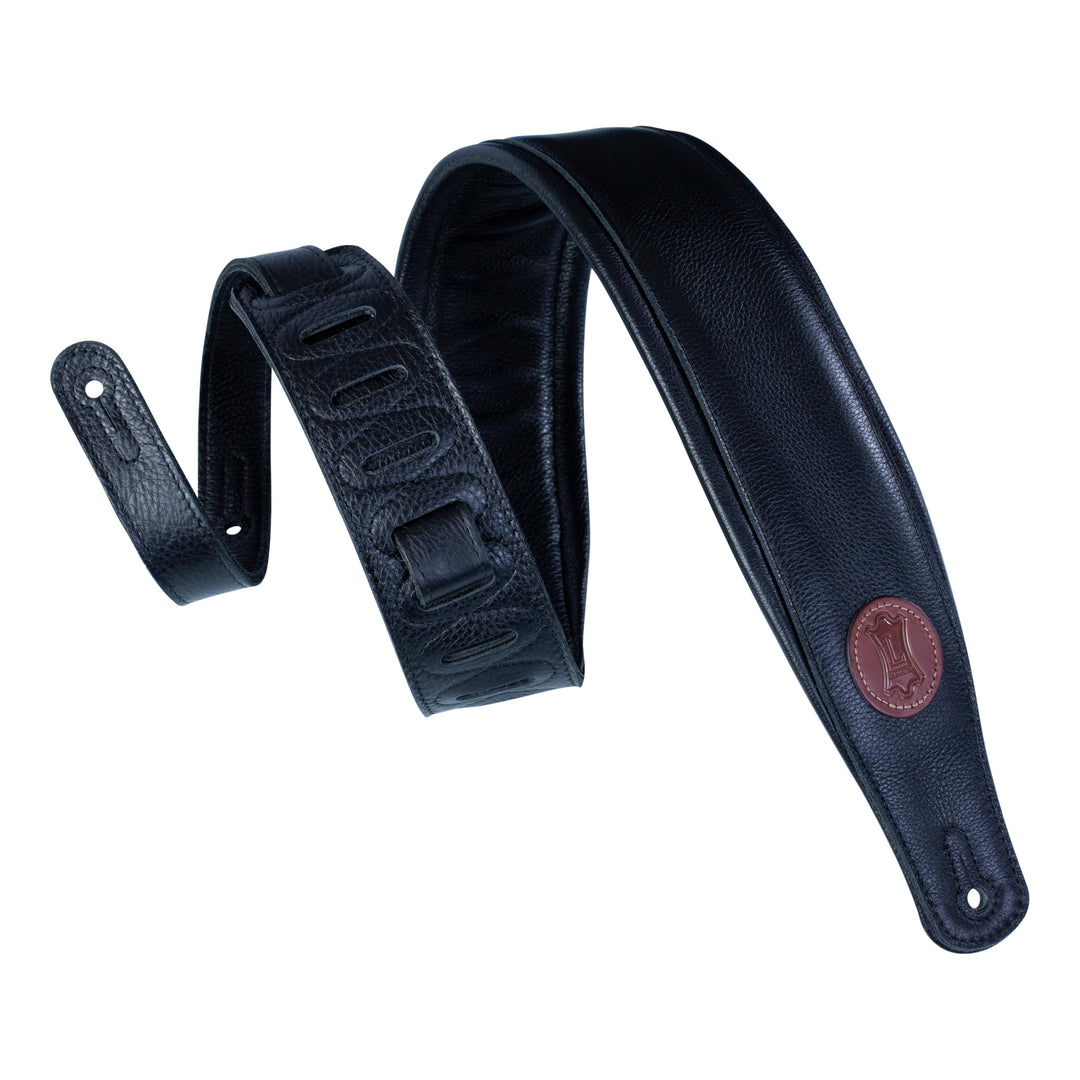 Levy's MSS2-BLK Gitarrengurt Garment Leather Garment Leather Backing Signature Logo Padded 3" - Blac