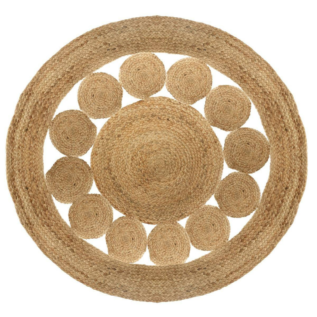 Jute Wind durchbrochener Teppich D120 D. 120 cm Beige, D. 120 cm Beige