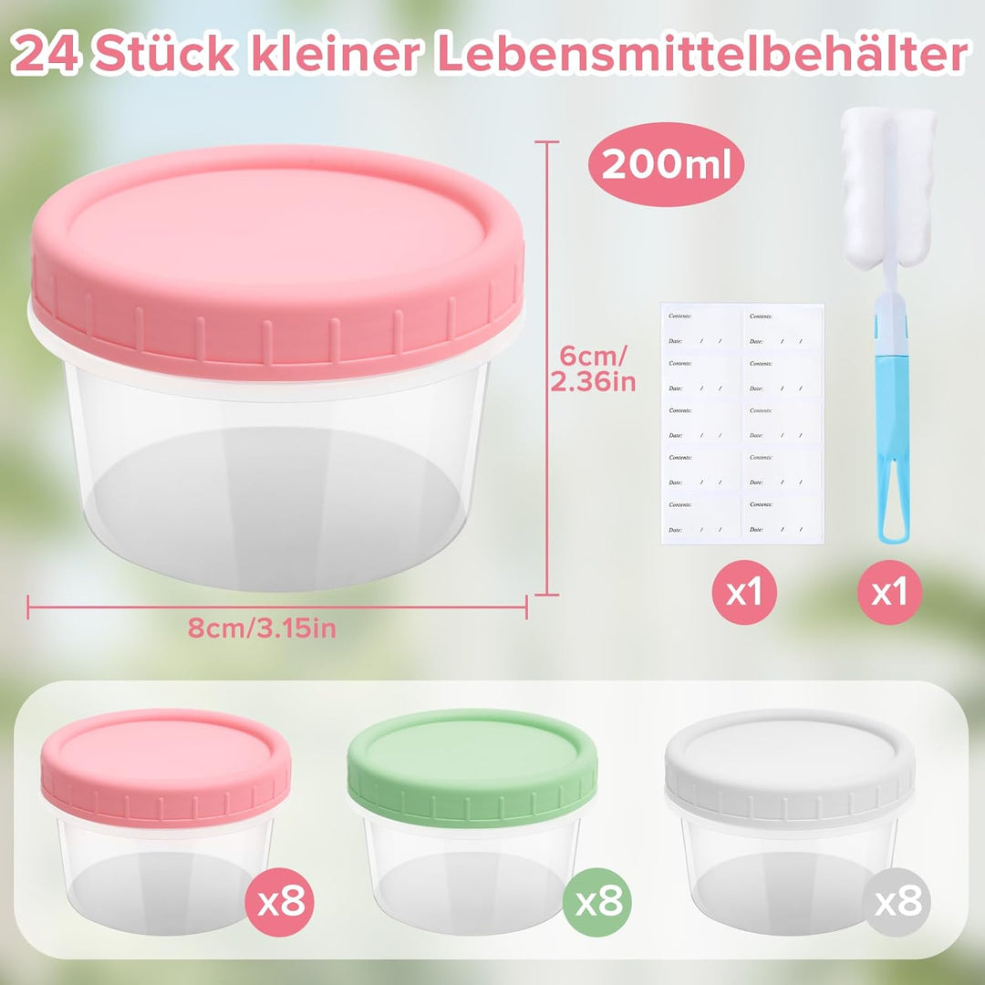 Mssushi 24 Stück 200ml Kleine Lebensmittelbehälter mit Deckeln, Wiederverwendbare Kunststoff-Deli-Kl