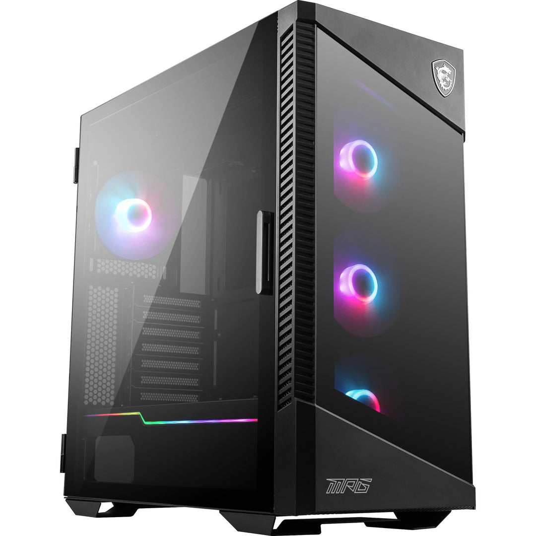 MSI MPG VELOX 100R Mid-Tower PC-Gehäuse, geeignet für E-ATX Mainboards, Front aus gehärtetem Glas, 4