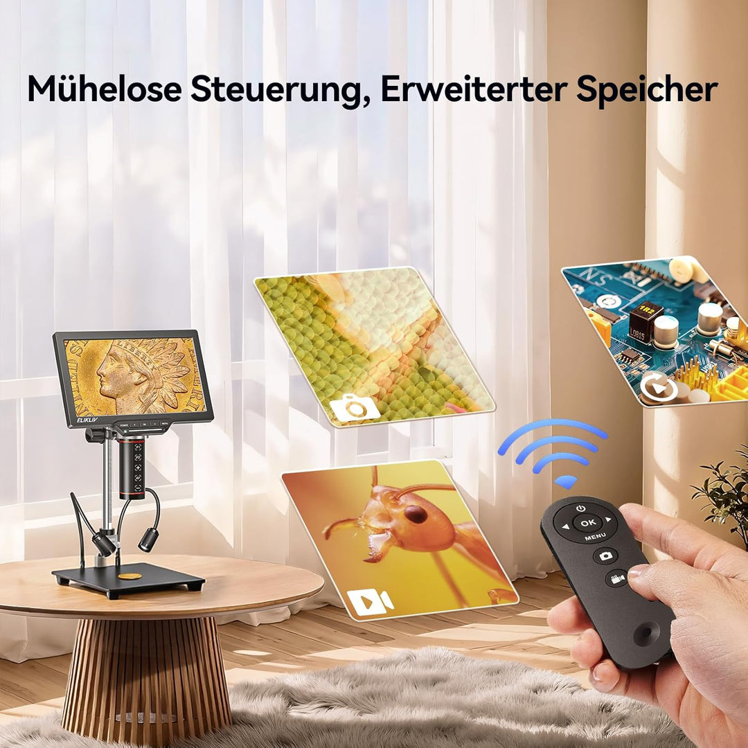 Elikliv EM3K-AF Max Autofokus Digital Mikroskop 2000X, 3K 10.1'' Münzmikroskop für Gesamtansicht,HDM