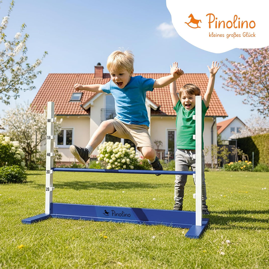 PINOLINO Hindernishürde Hoppe, Weiss/Blau, 1 Stück, Koordinationstraining – Ideal für Steckenpferd-R