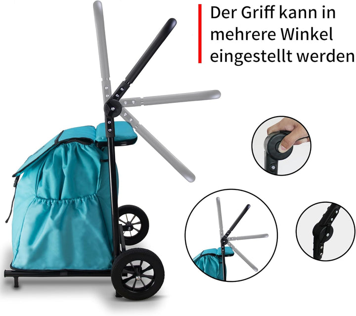 Einkaufstrolley, Klappbarer bis 50kg Einkaufswagen 120L Einkaufstasche Shoppingtrolley Handwagen für