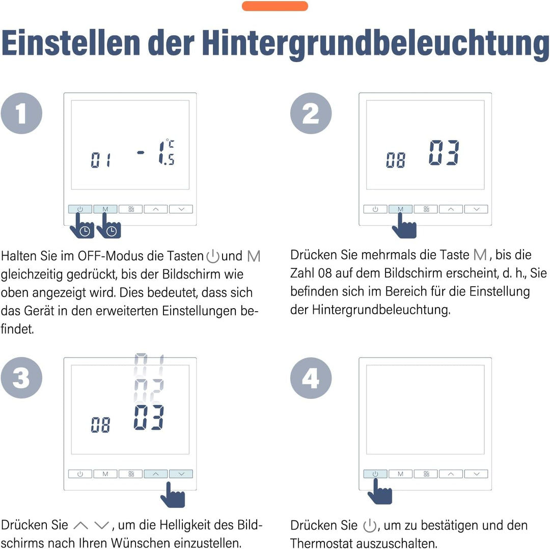 Beok Heizungsthermostat Programmierbar Raumthermostat Digital Wandthermostat für Wassererwärmung Fus