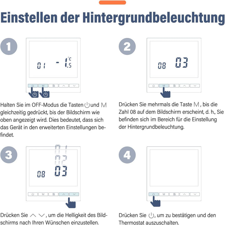 Beok Heizungsthermostat Programmierbar Raumthermostat Digital Wandthermostat für Wassererwärmung Fus