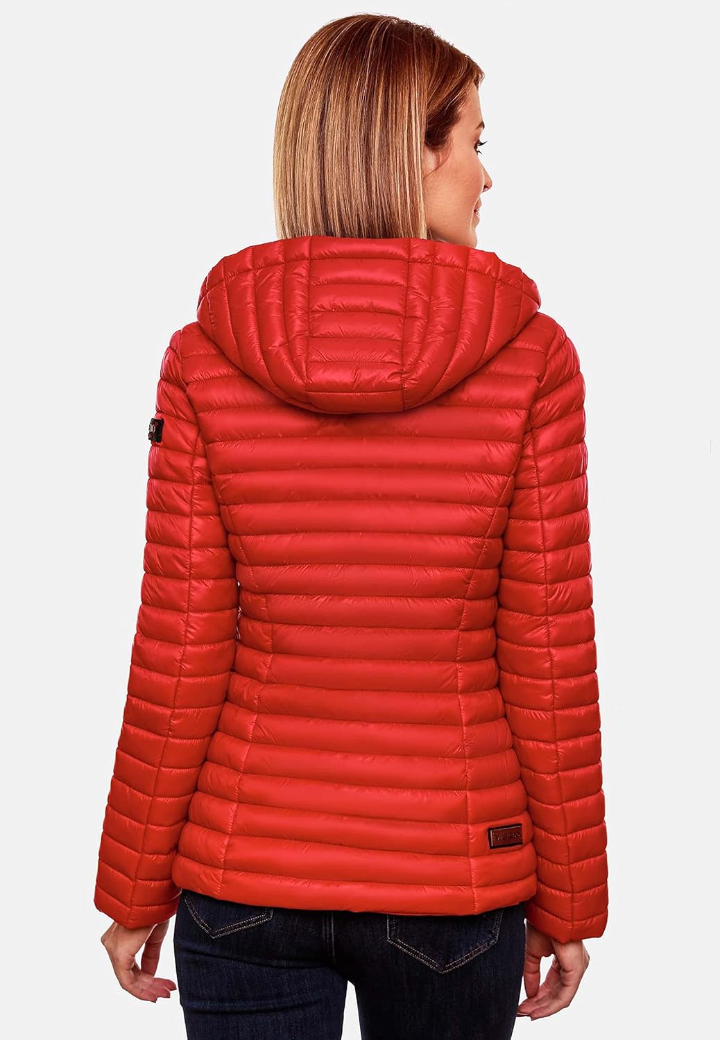 MARIKOO Damen leichte Übergangsjacke Steppjacke mit Kapuze Asraa XS-3XL XS Rot, XS Rot