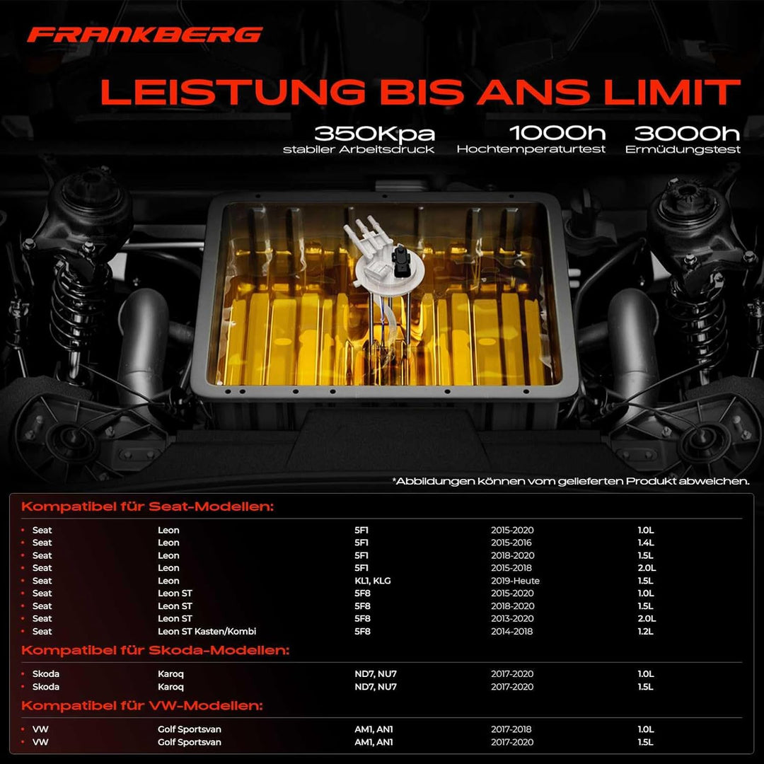 Frankberg Kraftstoffpumpe Fördereinheit für Leon Karoq Octavia III IV Golf Sportsvan Golf VII 1.0L-2