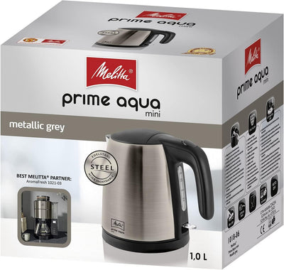 Wasserkocher - MELITTA - Prime Aqua mini, Edelstahl, Farbedition: Metallic Grey, 1.0 L, 2200 W, 1018