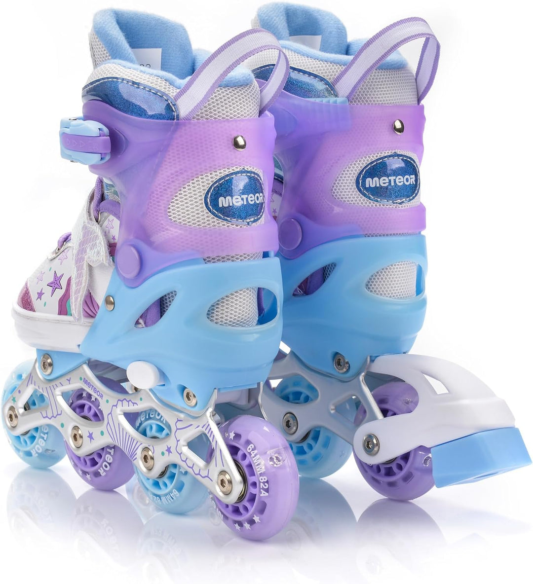 meteor® Inlineskates 4in1 Kinder Inliner Rollschuhe Roller Blades Quad Skates Carbon Kinder Inlinesk