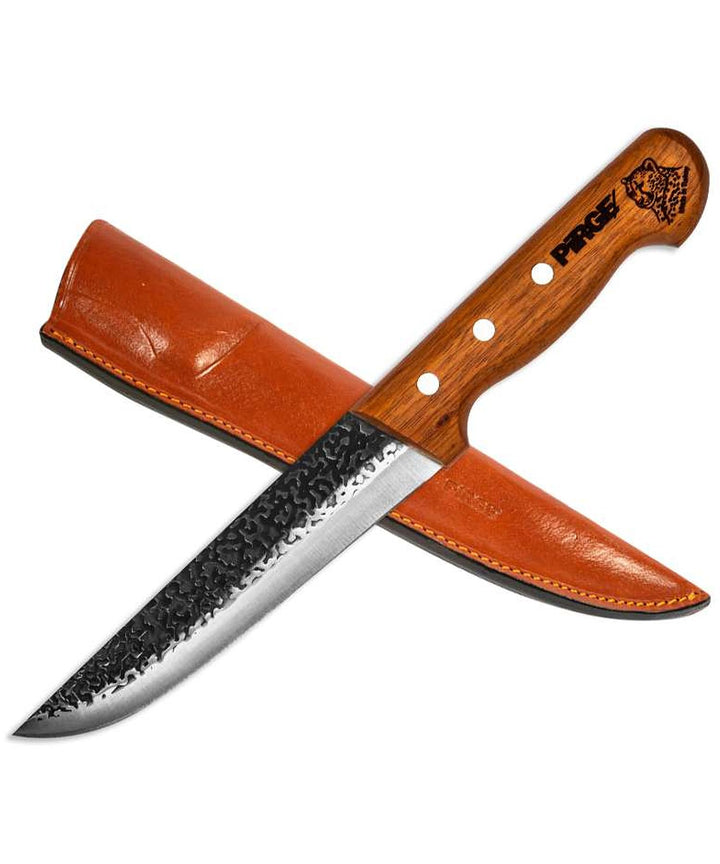 Pirge Elite Handgeschmiedet Schlachtermesser mit Lederscheide 16.5 cm Metzgermesser - Fleischermesse