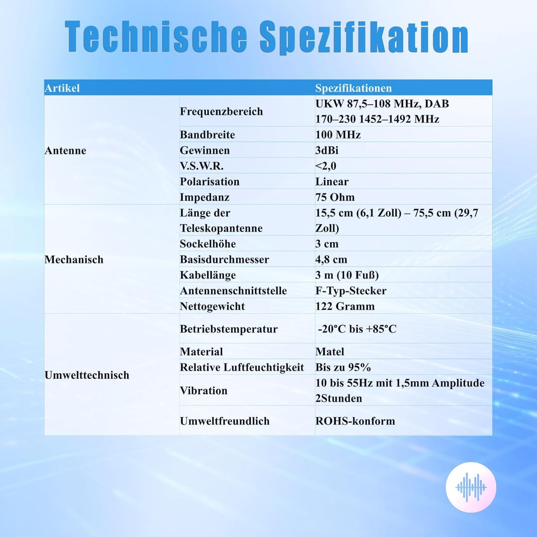 Maswell DAB DAB+ Antenne UKW Radioantenne Digitale Teleskopantenne für den Innenbereich mit Magnetfu