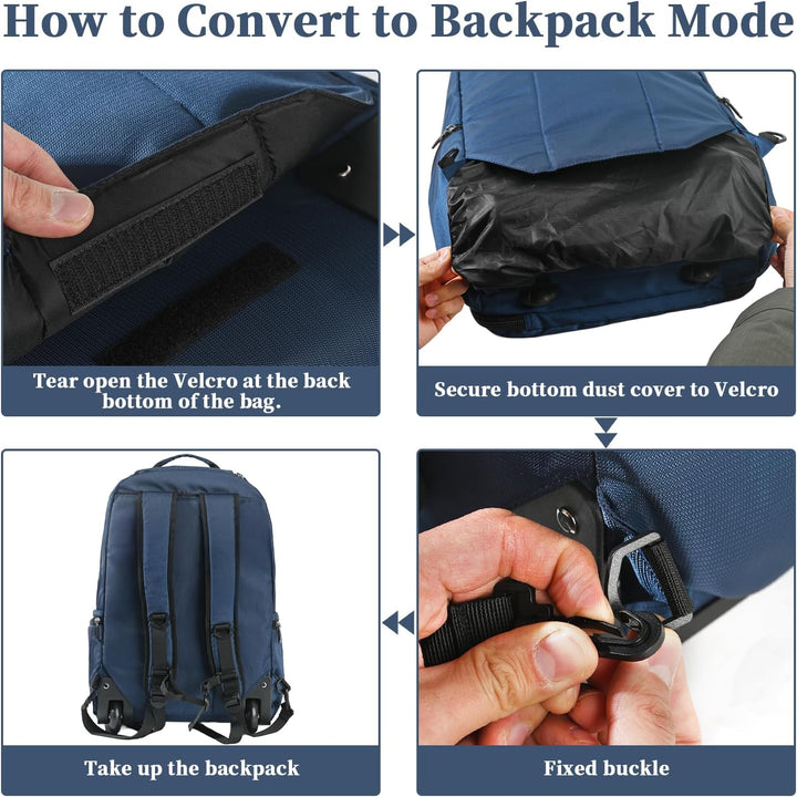 WIRABO Rucksack mit Rollen, 15.6 Zoll 35L Trolley Handgepäck Laptop Reisetasche mit Rollen Gross Ruc