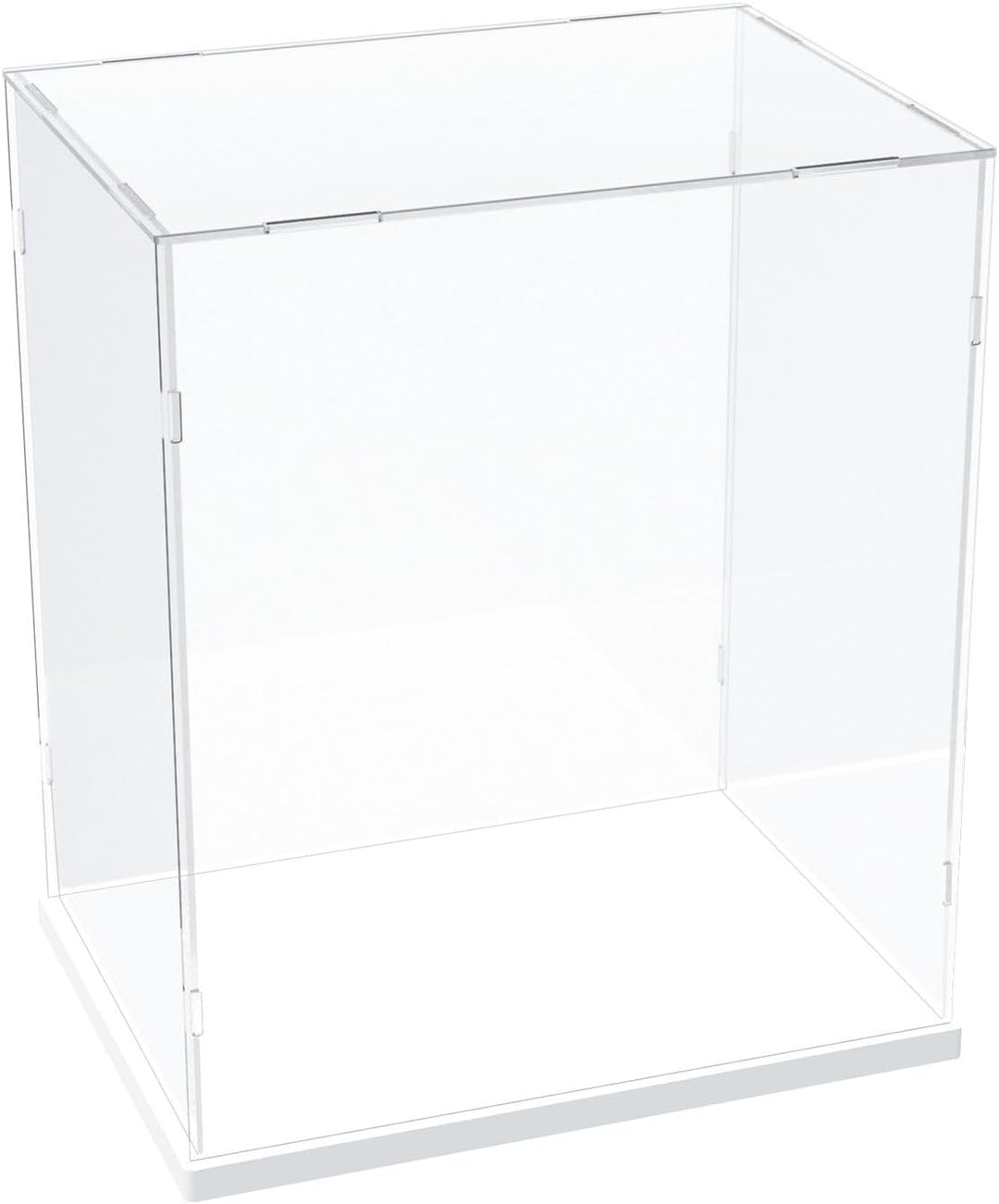 Nynelly Vitrine für Sammler, Vitrine aus Acryl für Figuren, transparente Acrylbox mit weisser Basis,