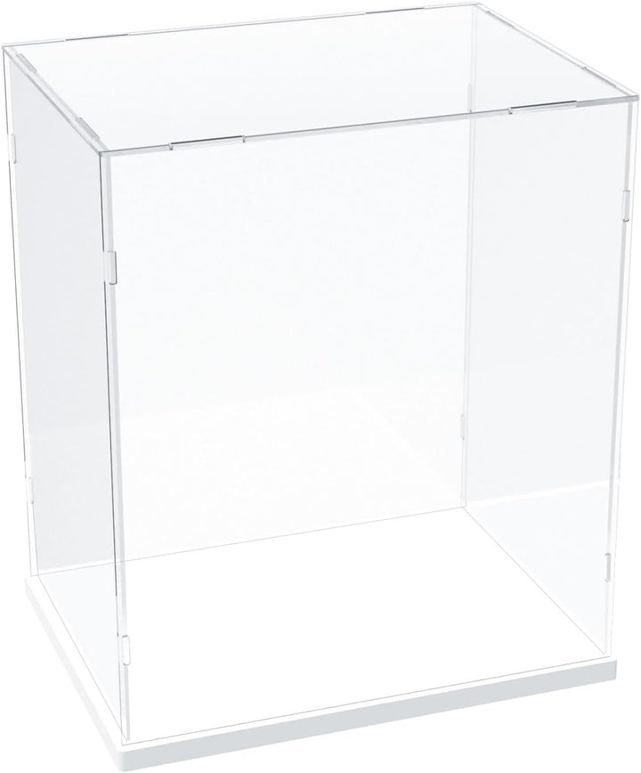 Nynelly Vitrine für Sammler, Vitrine aus Acryl für Figuren, transparente Acrylbox mit weisser Basis,