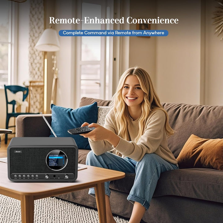 DAB DAB+ / FM Radio mit Fernbedienung, Bluetooth, 5W HiFi Lautsprecher, Kopfhöreranschluss, USB, AUX