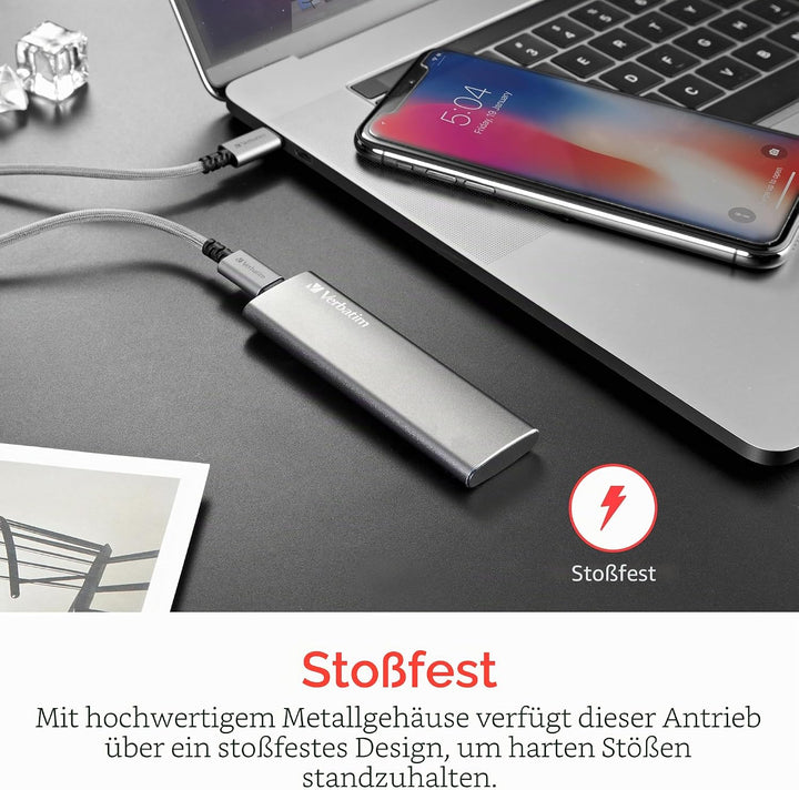 Verbatim Vx500, externe SSD-Festplatte 240 GB, USB 3.1 Gen 2-Controller, 500 MB/s Lesegeschwindigkei