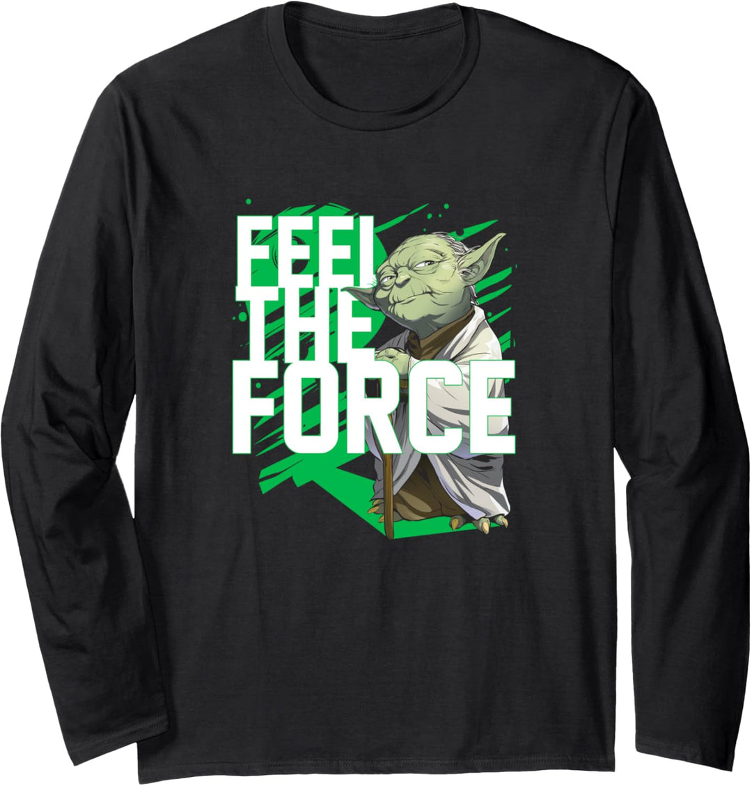 Star Wars Feel The Force Yoda Langarmshirt