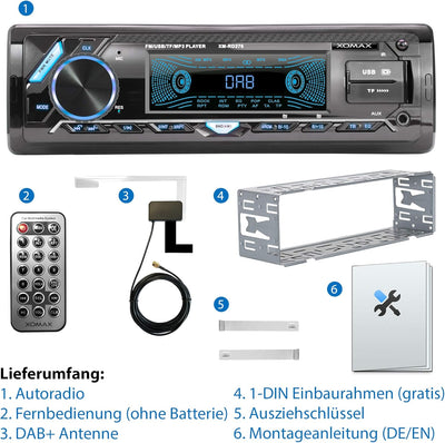 XOMAX XM-RD276 Autoradio mit DAB+ Tuner und Antenne I FM RDS I Bluetooth Freisprecheinrichtung I 2xU