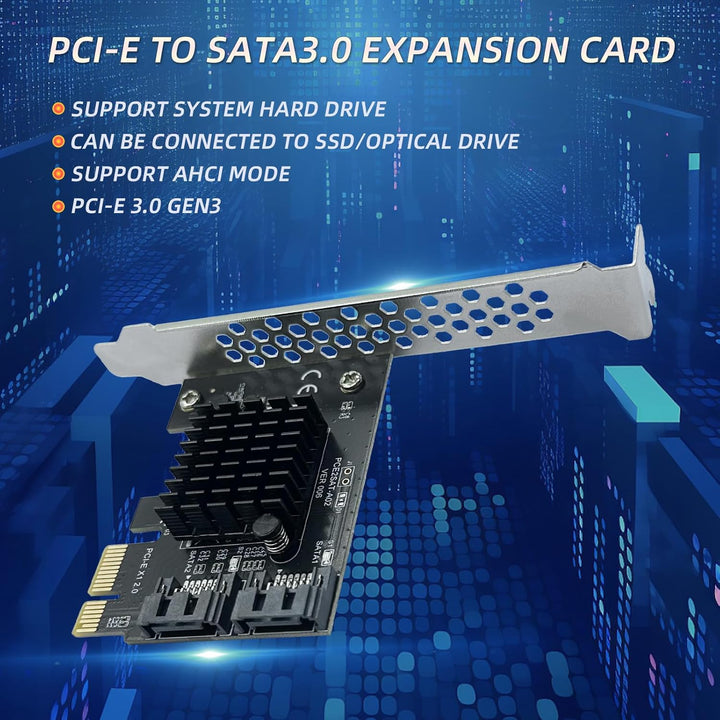 PCI-E zu SATA3.0 Erweiterungskarte 2 Ports, PCIe SATA III 6Gbps Max Speed Controller Karten für PCI-