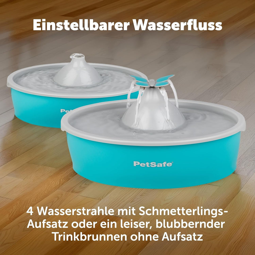 PetSafe Drinkwell Butterfly Trinkbrunnen für Katzen und kleine Hunde, BPA-freier Kunststoff, 1,5 Lit