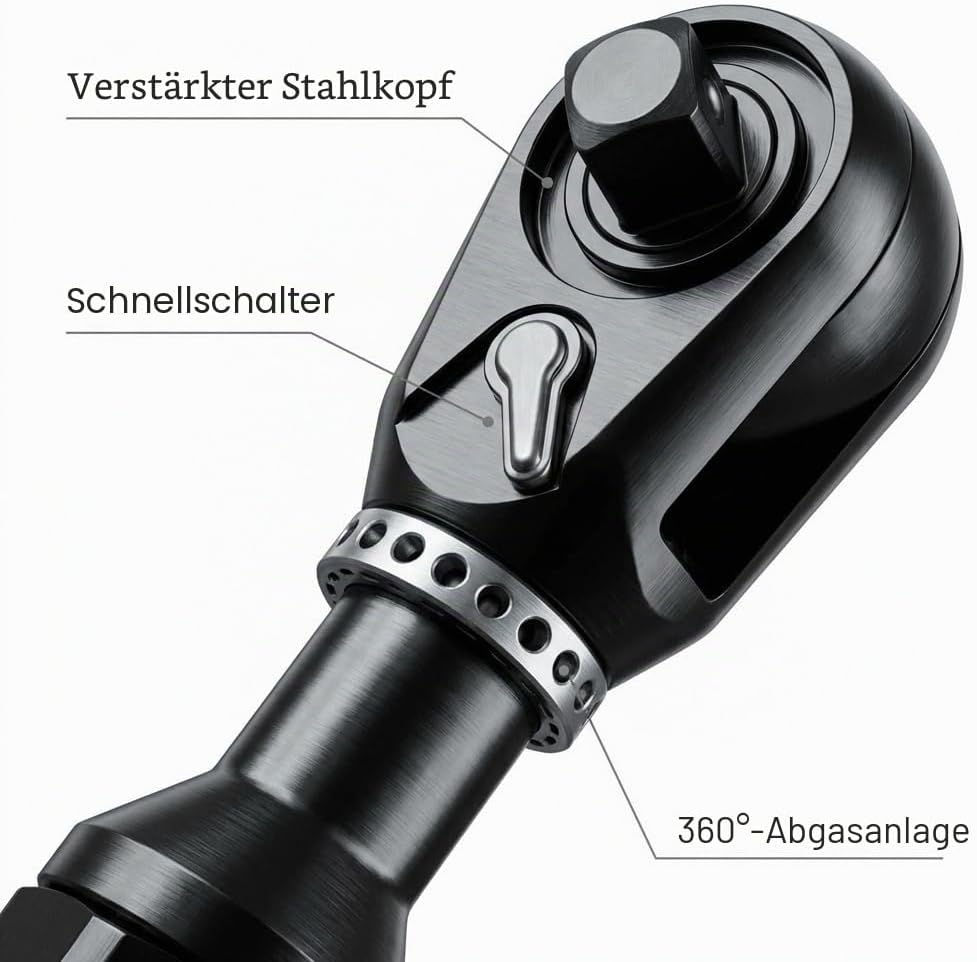 QWORK® Druckluft Ratschenschrauber , 1/2" / 12.5mm , 85 N.M maximales Drehmoment, 1/2"