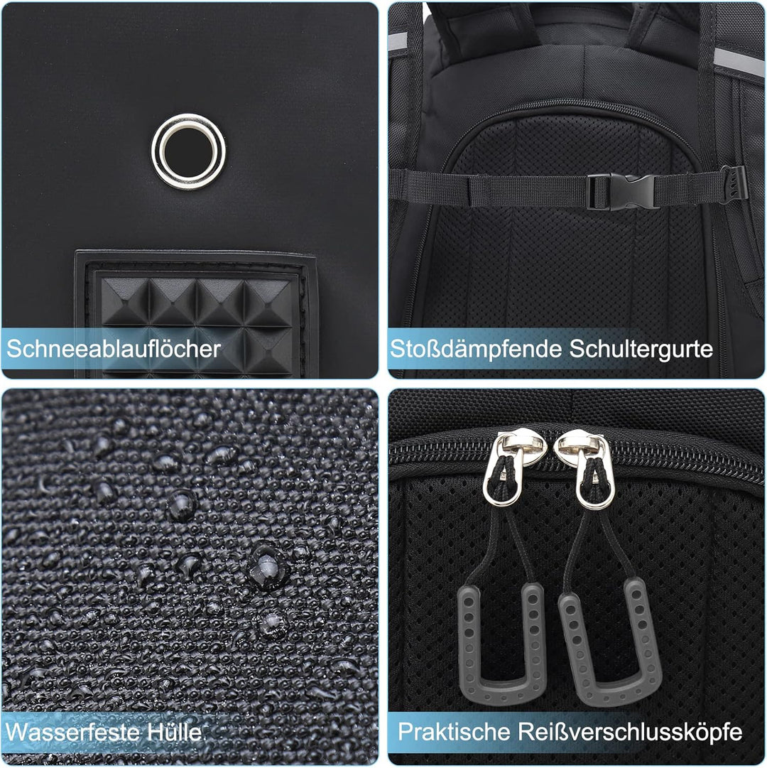 Skischuhtasche mit Helmfach 50L 1680D Nylon Skirucksack Skischuhrucksack mit Helmtasche Skitasche Si