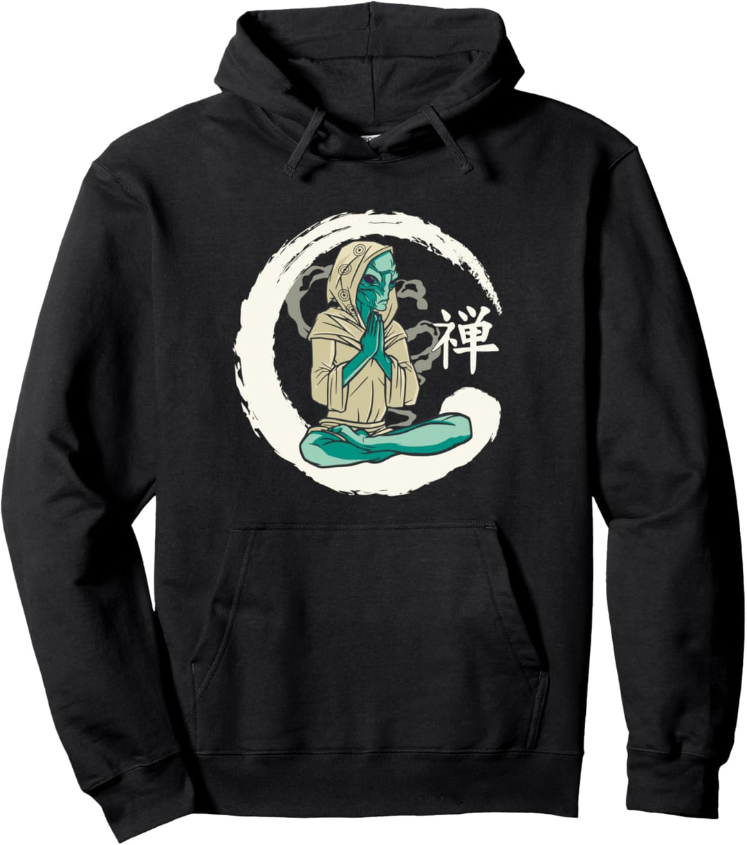 Yoga Zen meditierender Alien Pullover Hoodie