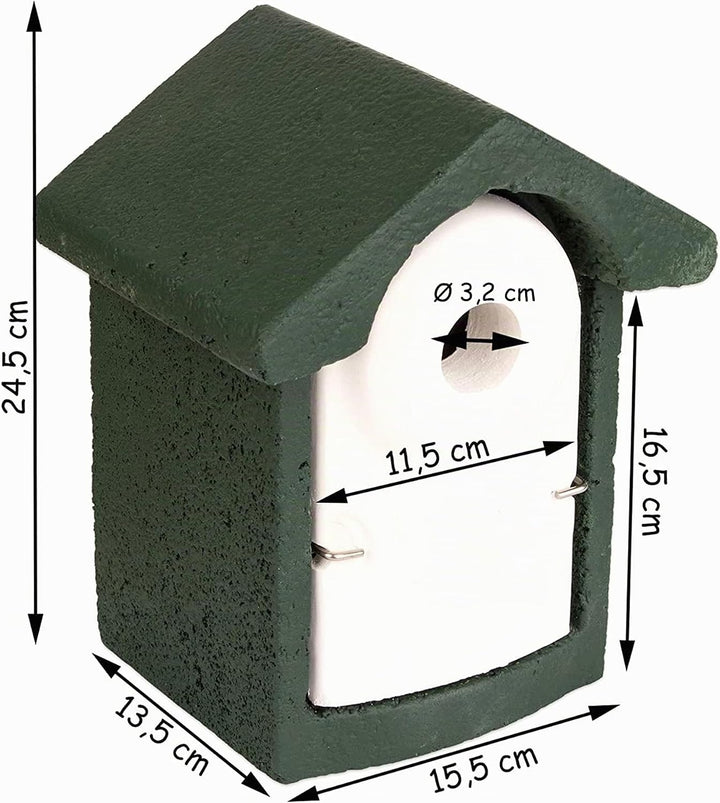 BigDean 2X Nisthöhle aus Holzbeton - Nistkasten für Vögel - Meisen Meisenkasten Einflugloch 32 mm Vo