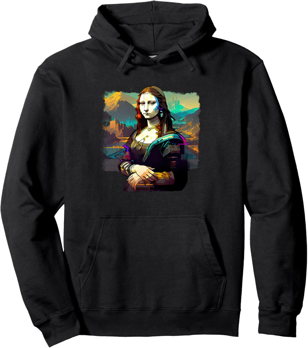 Cyberpunk-Ästhetik - Cyberpunk Mona Lisa - Berühmte Malerei Pullover Hoodie