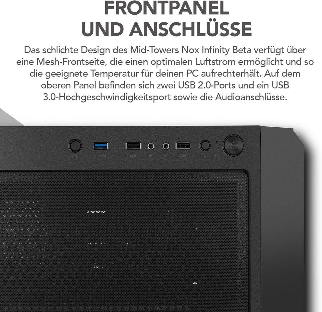 NOX XTREME PRODUCTS Infinity BETA - Semitower M-ATX | ITX, Seitenfenster aus gehärtetem Glas, Frontg