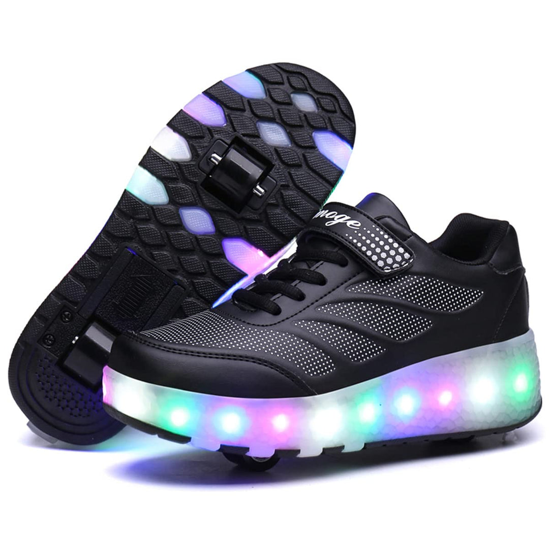 Kinderroller mit LED Licht | Automatisch Einziehbar & Abnehmbare Vorderreifen | Outdoor-Spiel-Schuhe