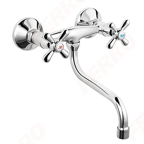 Hochwertige Designer Retroarmatur-Nostalgie-Zweigriffmischer- Wandarmatur - Wandarmatur Chrom von Fe