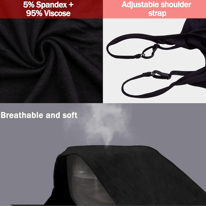 BQTQ 6 Stück Unterhemd Damen Spaghetti Top Unterhemd Spaghettiträger mit Verstellbarer Strap Basic C