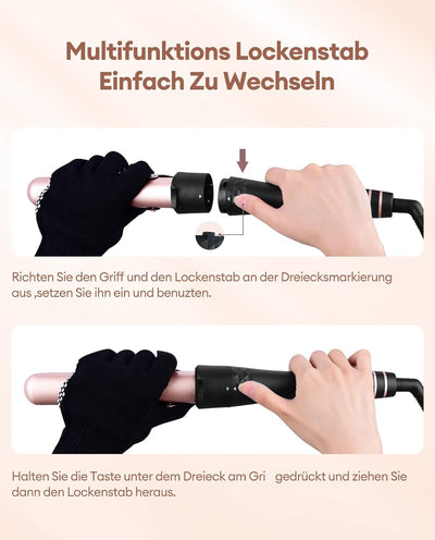 CkeyiN Lockenstab Set 4 in 1 Multifunktions Austauschbare Keramikbeschichtung Curling Iron Lockenwic