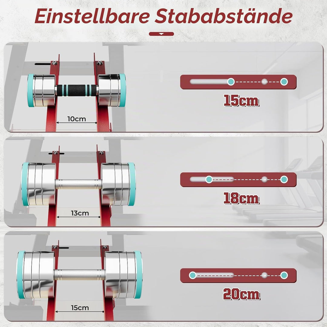 Dripex Hantelständer 3-stöckiges verstellbares Hantelregal, Gewichtslagerständer für Hanteln und Han