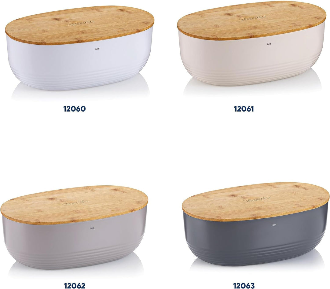 Kela 12061 Brotkasten, Schale mit Deckel, Kunststoff/ Bambus, 37,5 x 23 x 14 cm, Namur, Beige