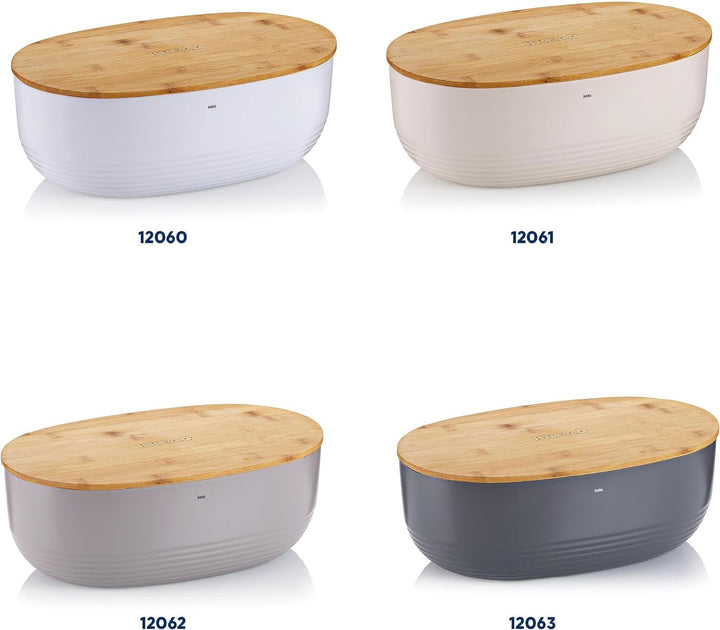 Kela 12061 Brotkasten, Schale mit Deckel, Kunststoff/ Bambus, 37,5 x 23 x 14 cm, Namur, Beige