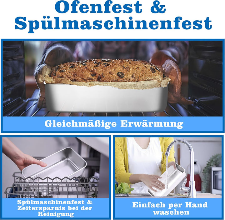 Homikit 30,5cm Kastenform Gross, Edelstahl Brotbackform Brotform für Kuchen, Brot und Toast, Rechtec