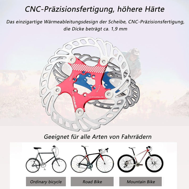 Fahrradscheibenbremsscheibe 160mm 180mm 203mm Mountainbike Schwimmscheibenrotor(Rot 203 mm) Rot 203m