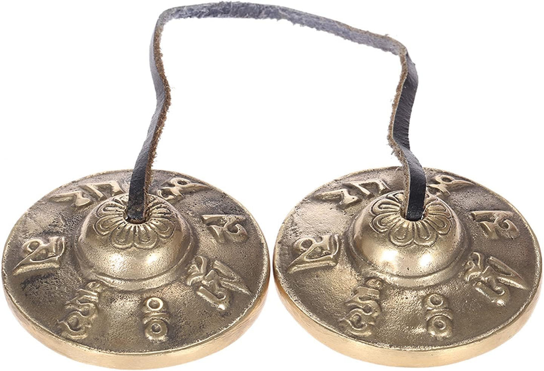 Zimbel Tibetische Meditations Tingsha Zimbeln mit Buddhistischen Glückssymbolen, Chinesische Deko, M