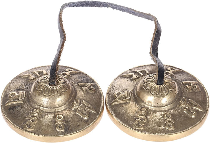 Zimbel Tibetische Meditations Tingsha Zimbeln mit Buddhistischen Glückssymbolen, Chinesische Deko, M